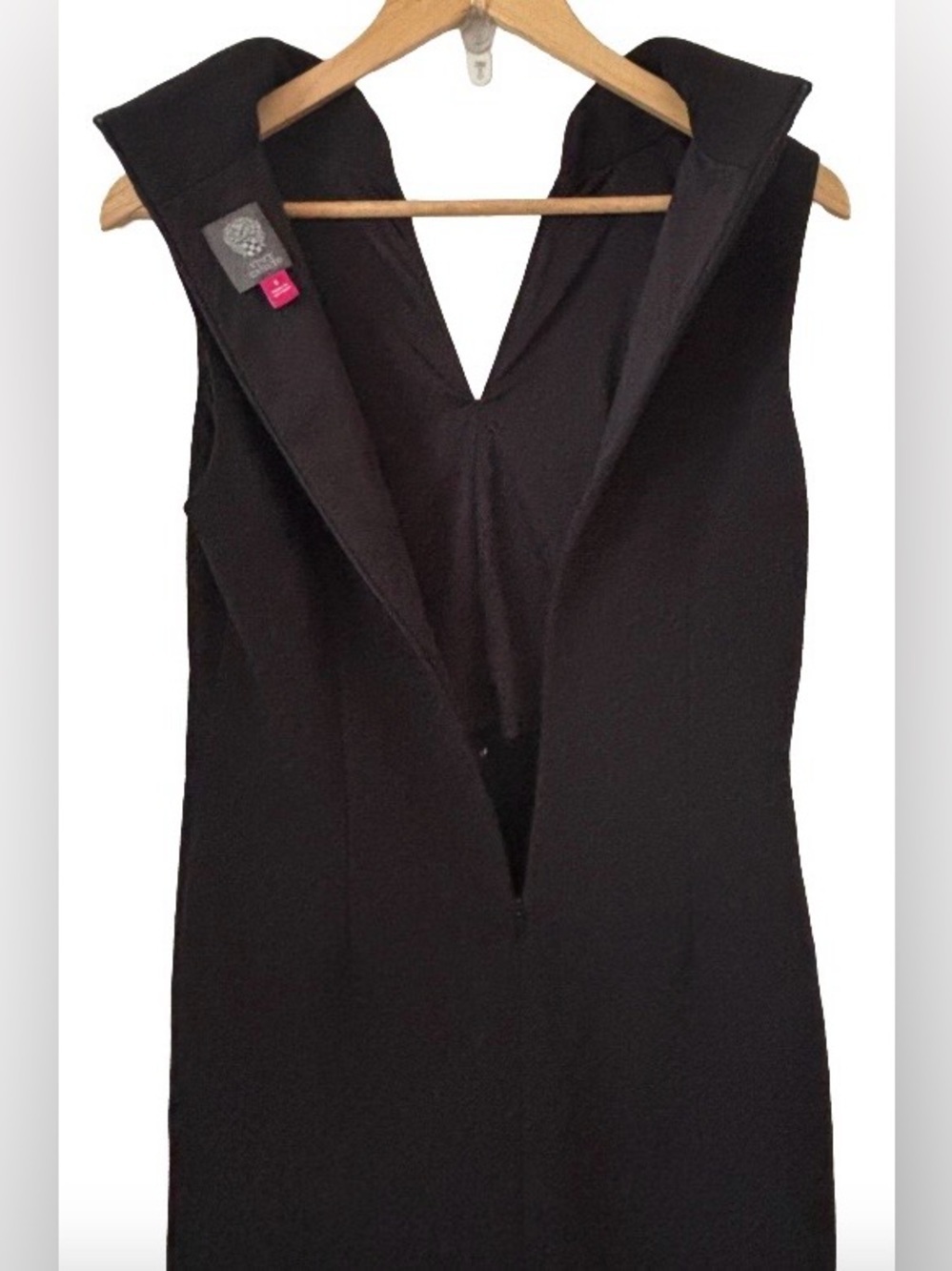 Vince Camuto blk pique knt slvlss sheath drss w wht trm SZ 6 old money Classic - Picture 6 of 8